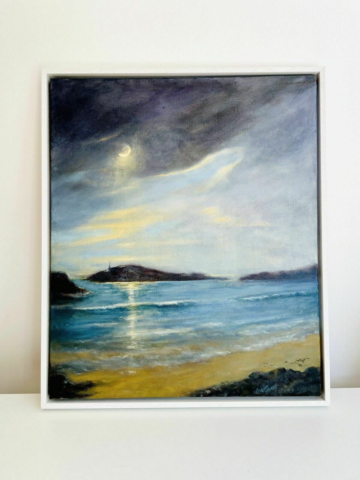 Dorset Seascape Original Canvas Acrylic Painting Signed By Isa Guest