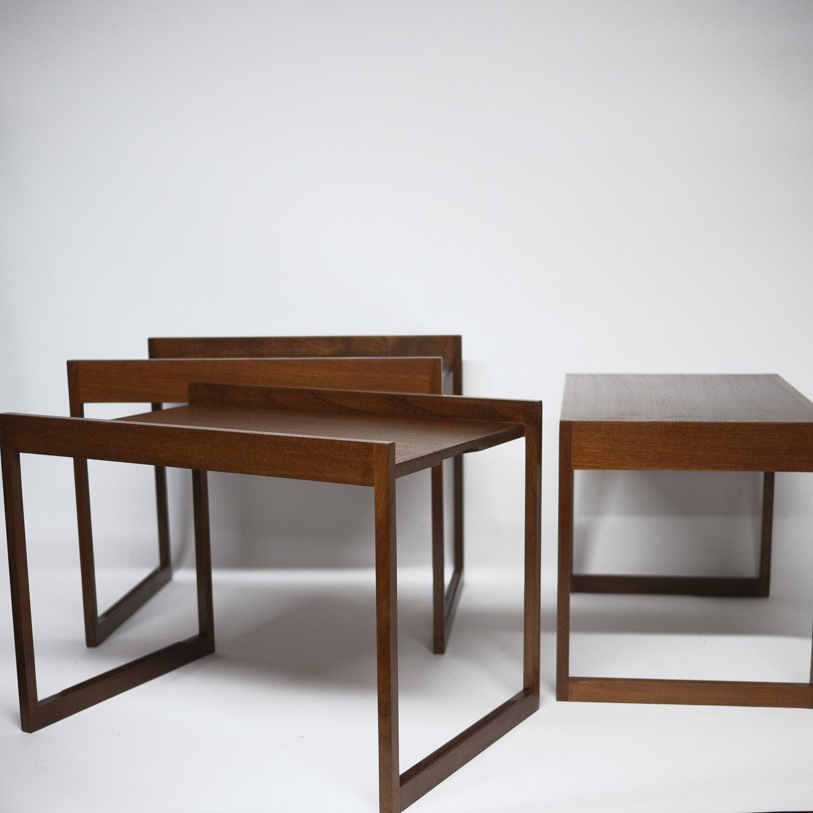 Danish Teak Stacking Nest Of Tables By Illum Wikkelso For Cfc Silkeborg, 1960s photo buy