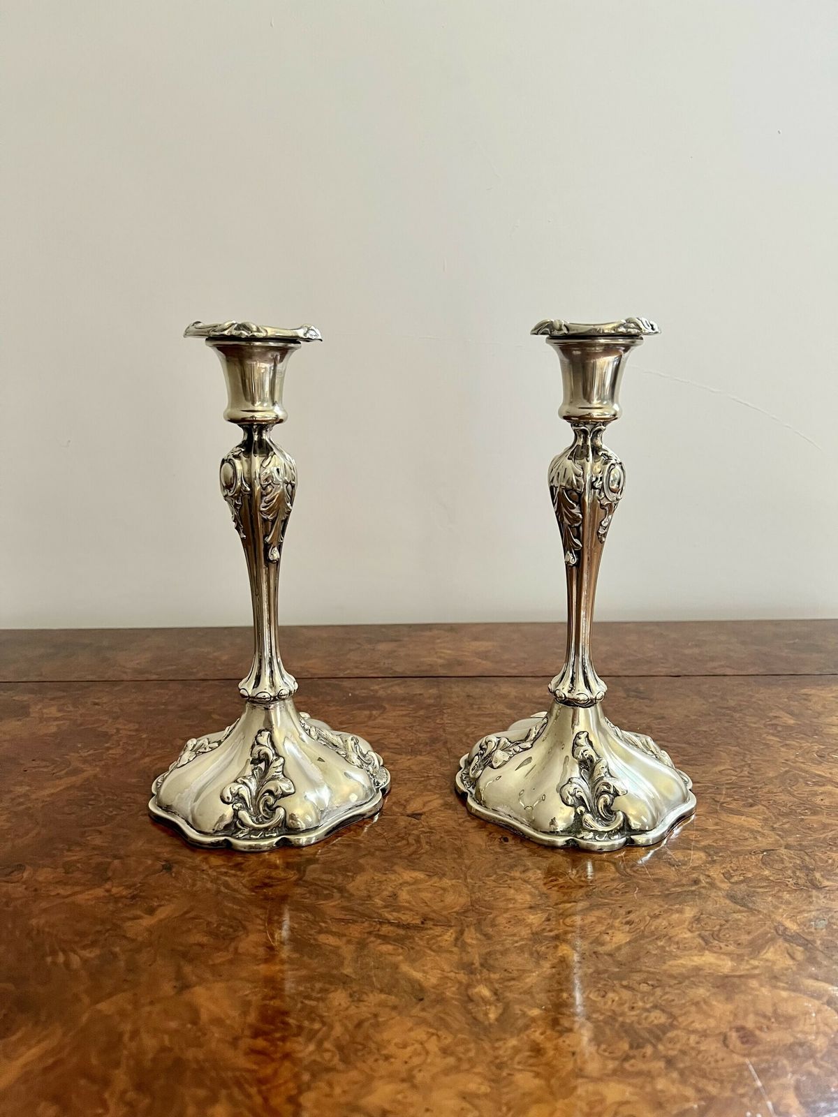 Quality Pair Of Antique Silver Plated Ornate Candlesticks photo Home Decor