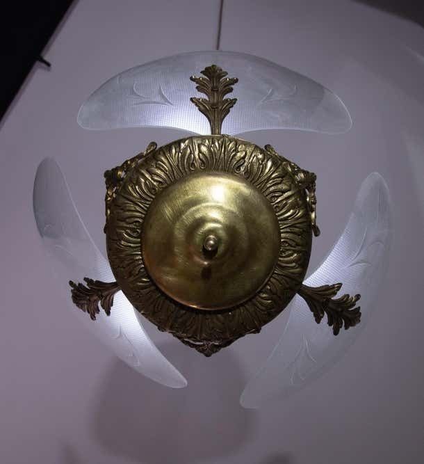 Elegant Italian Vintage Art Decò Glass And Brass, 1950s photo vinterior