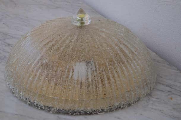 photo furniture Trasparent And Gold Glass Murano Ceiling Light By Barovier & Toso Style , 1960