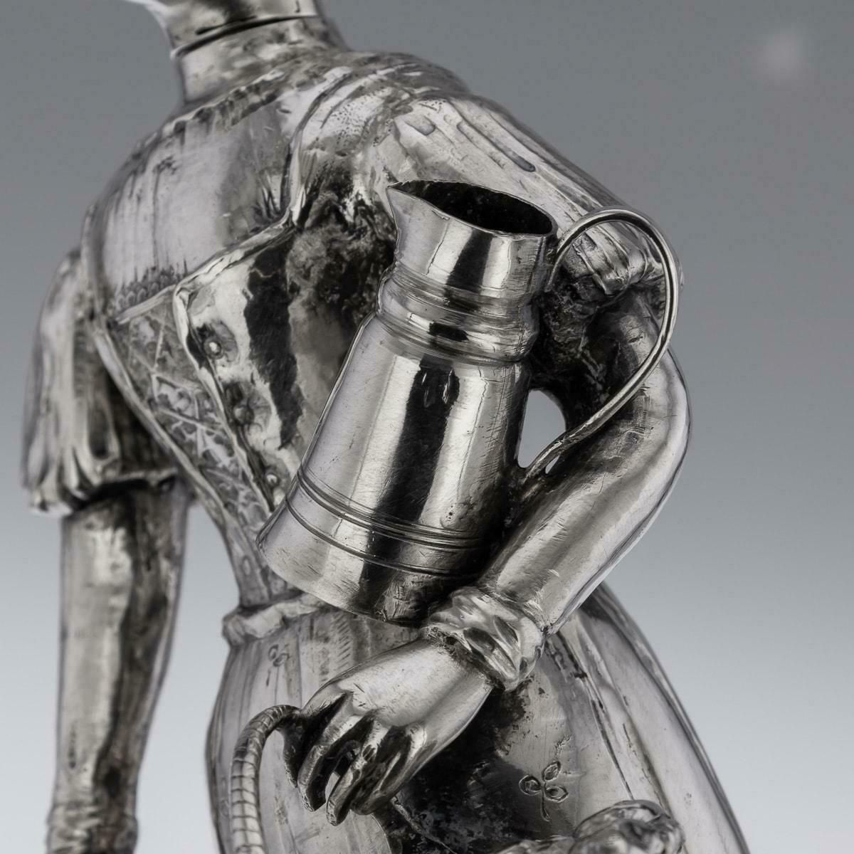 photo vintage 19th Century German Solid Silver Figure Of A Fruit Seller, C.1880