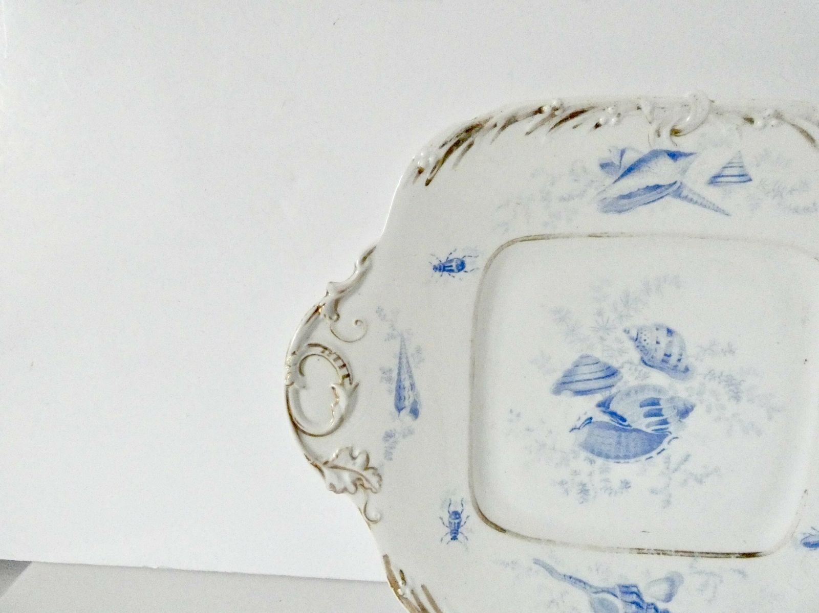 French Vintage Blue And White Porcelain De Paris Serving Display Plate photo furniture