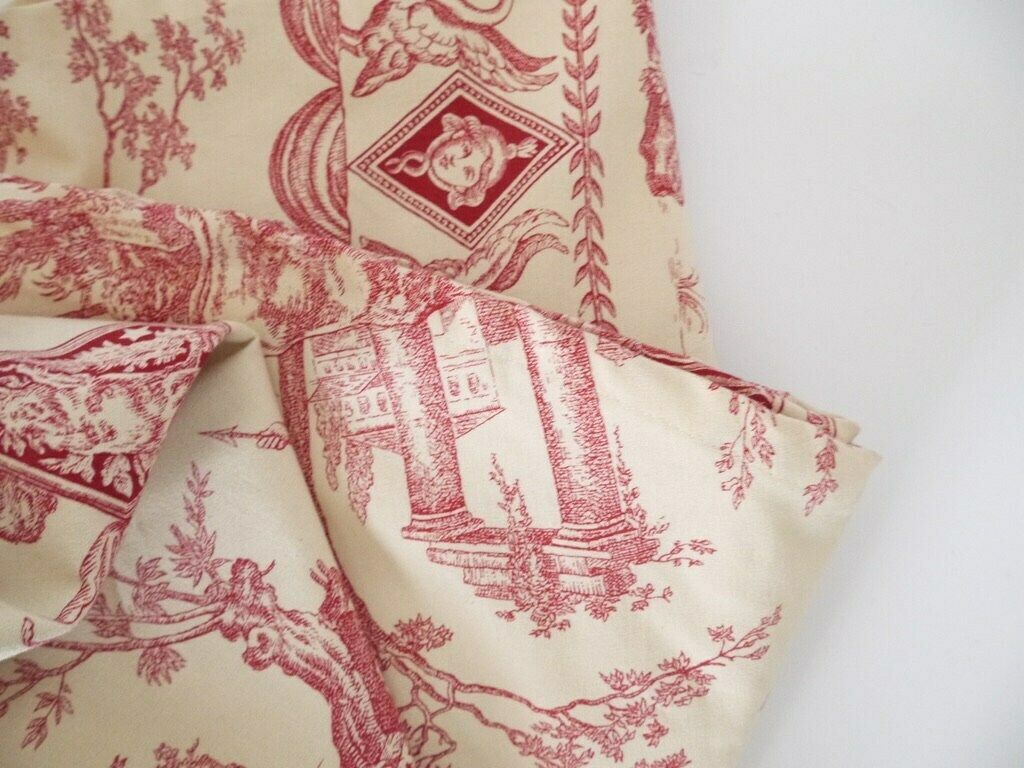 French Antique Tablecloth Provencal French Toile De Jouy 32in Long Round Tablecloth photo vinterior
