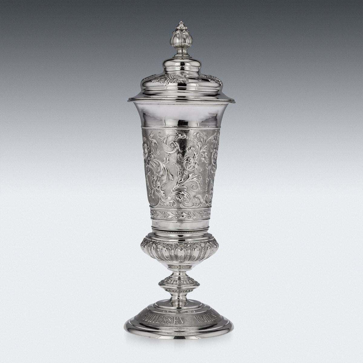 19th Century German Solid Silver Worms Shooting Presentation Cup, Hanau, C.1895 photo furniture