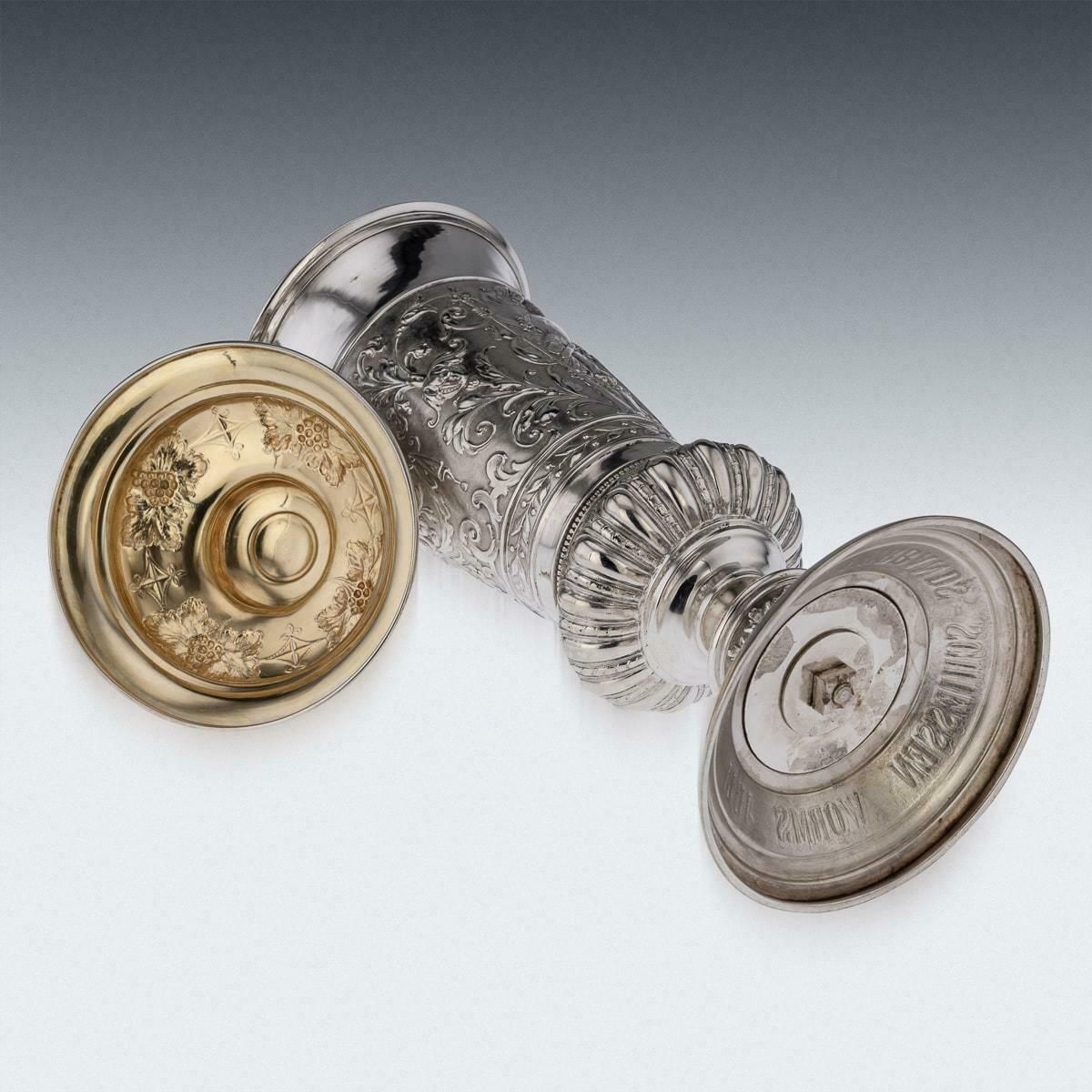 19th Century German Solid Silver Worms Shooting Presentation Cup, Hanau, C.1895 photo vinterior