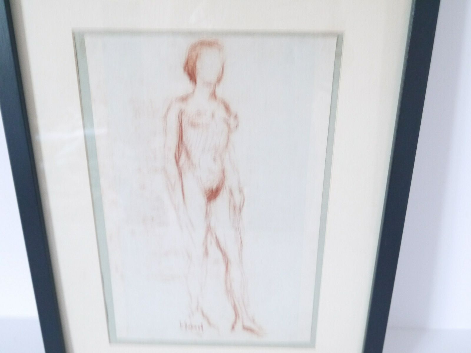 French Vintage Nude Charcoal Red Sketch Woman Portrait photo for sale