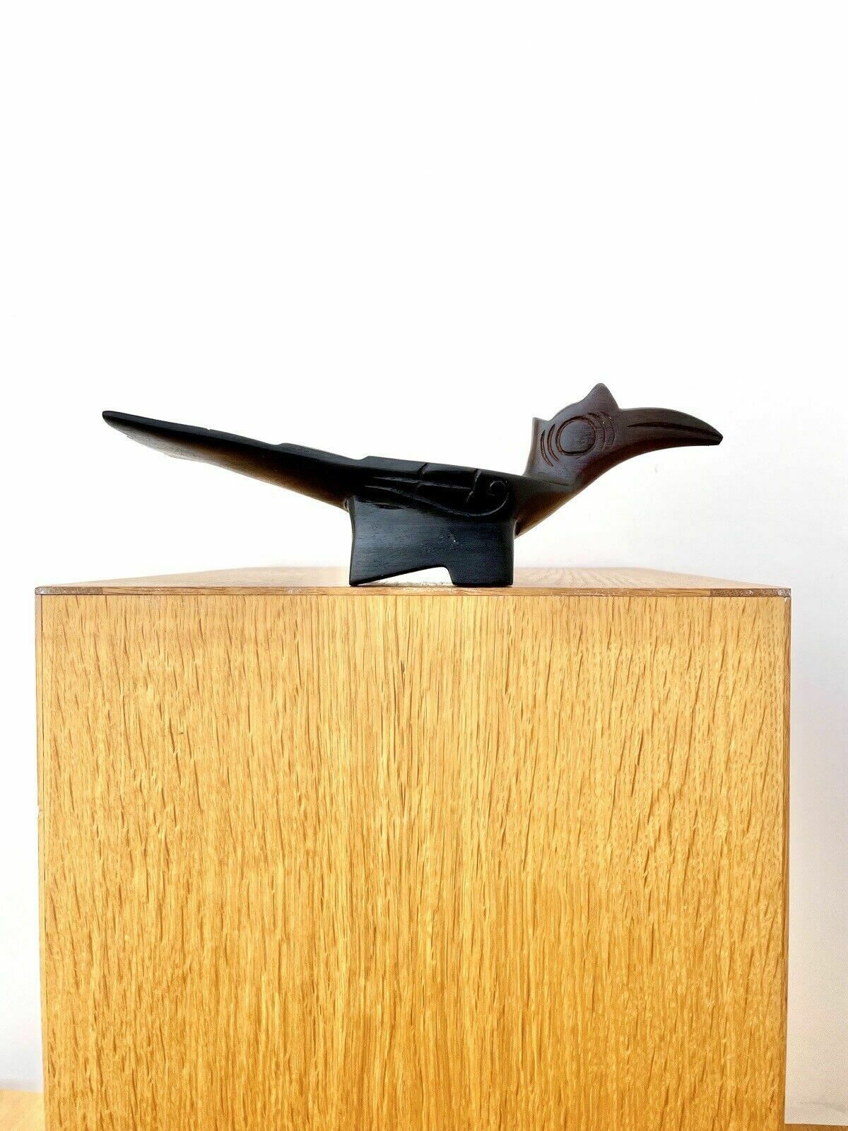 1950s Hornbill Rhinoceros Bird Hand Carved Wooden Bowl photo Home Decor