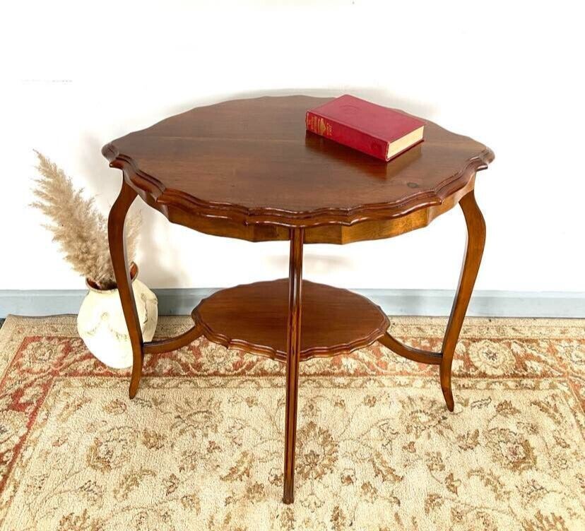 Vintage Decorative Satinwood Occasional Centre Table Scalloped Edge 1930s