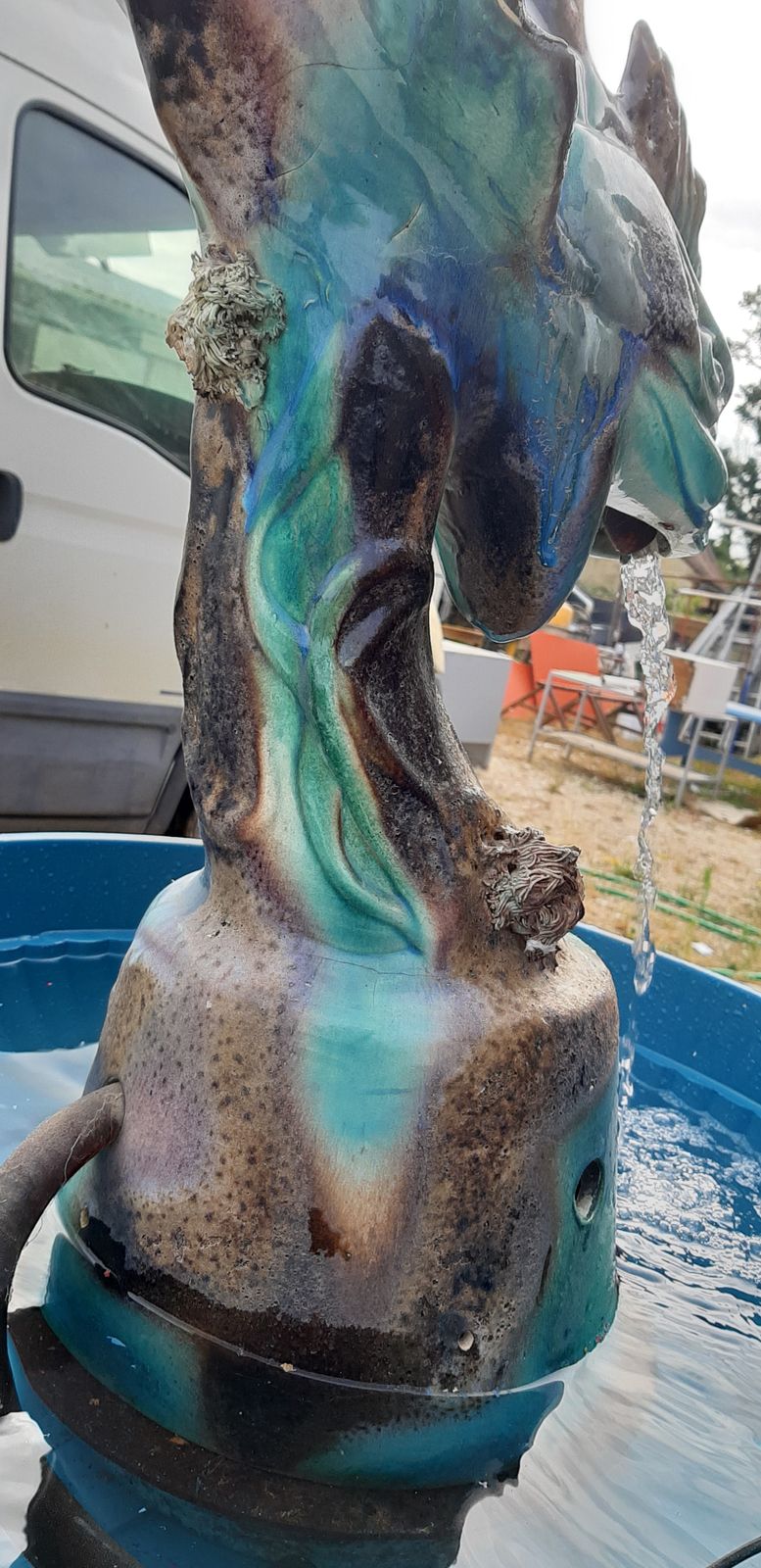 photo for sale Fountain Faience Of Vallauris "Dauphin"