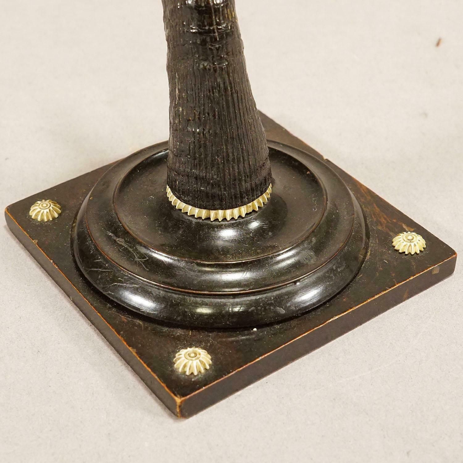 Antique Candle Stick With Real Chamois Horn, 19th Century photo Home Decor