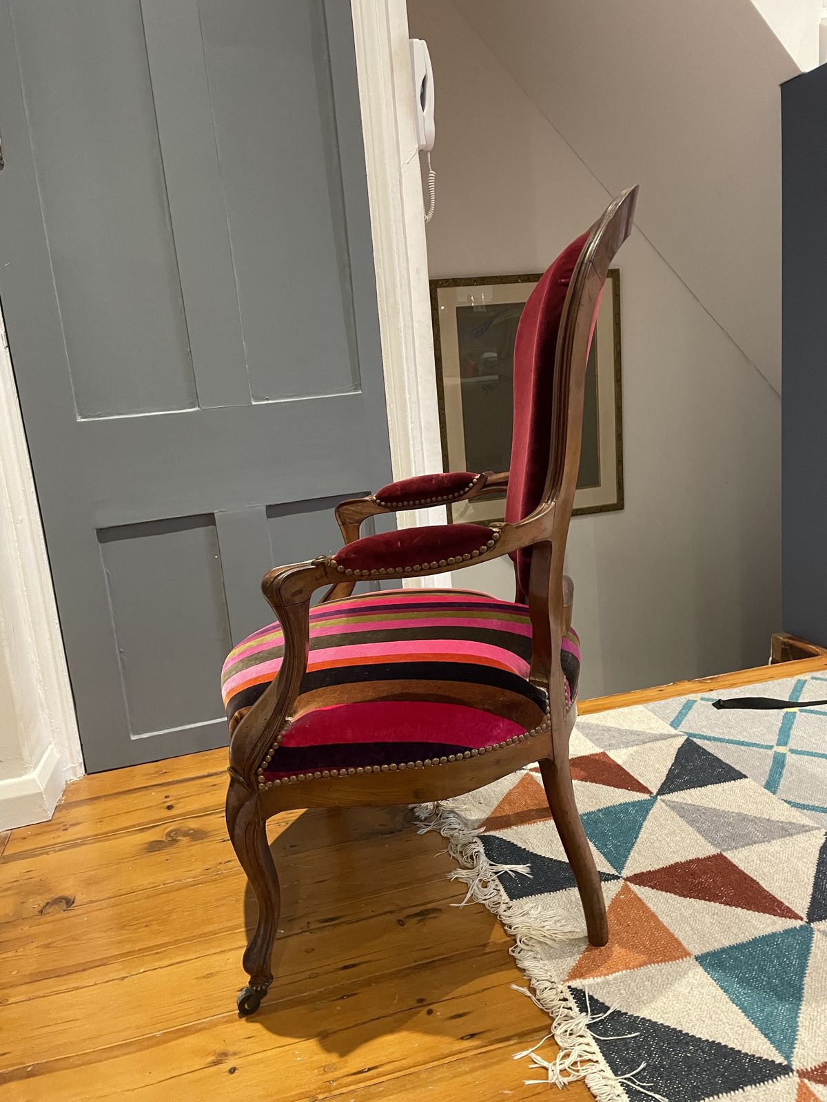Pair Of Louis XV Armchairs Reupholstered Velvet photo Furniture