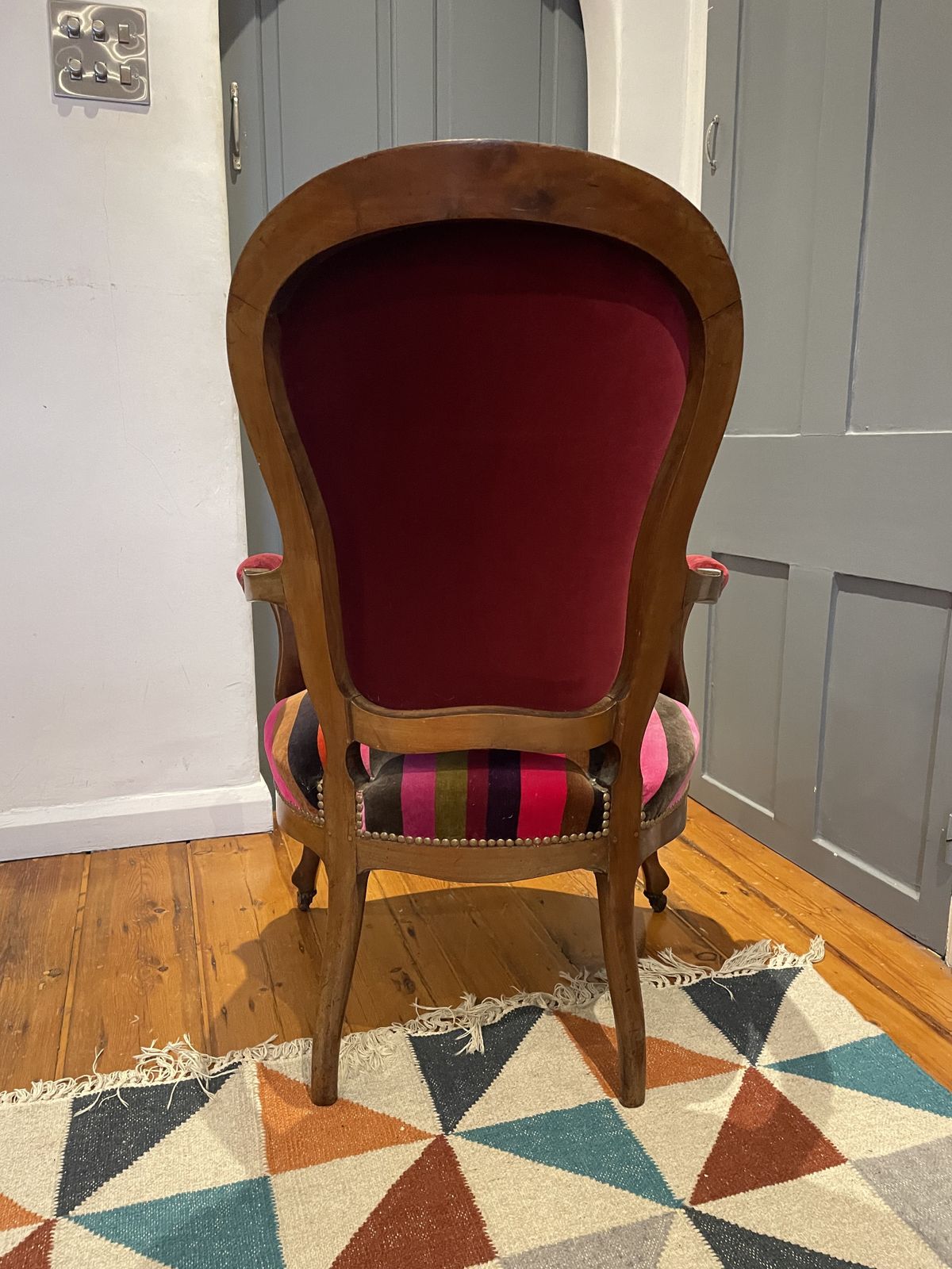 Pair Of Louis XV Armchairs Reupholstered Velvet photo vintage