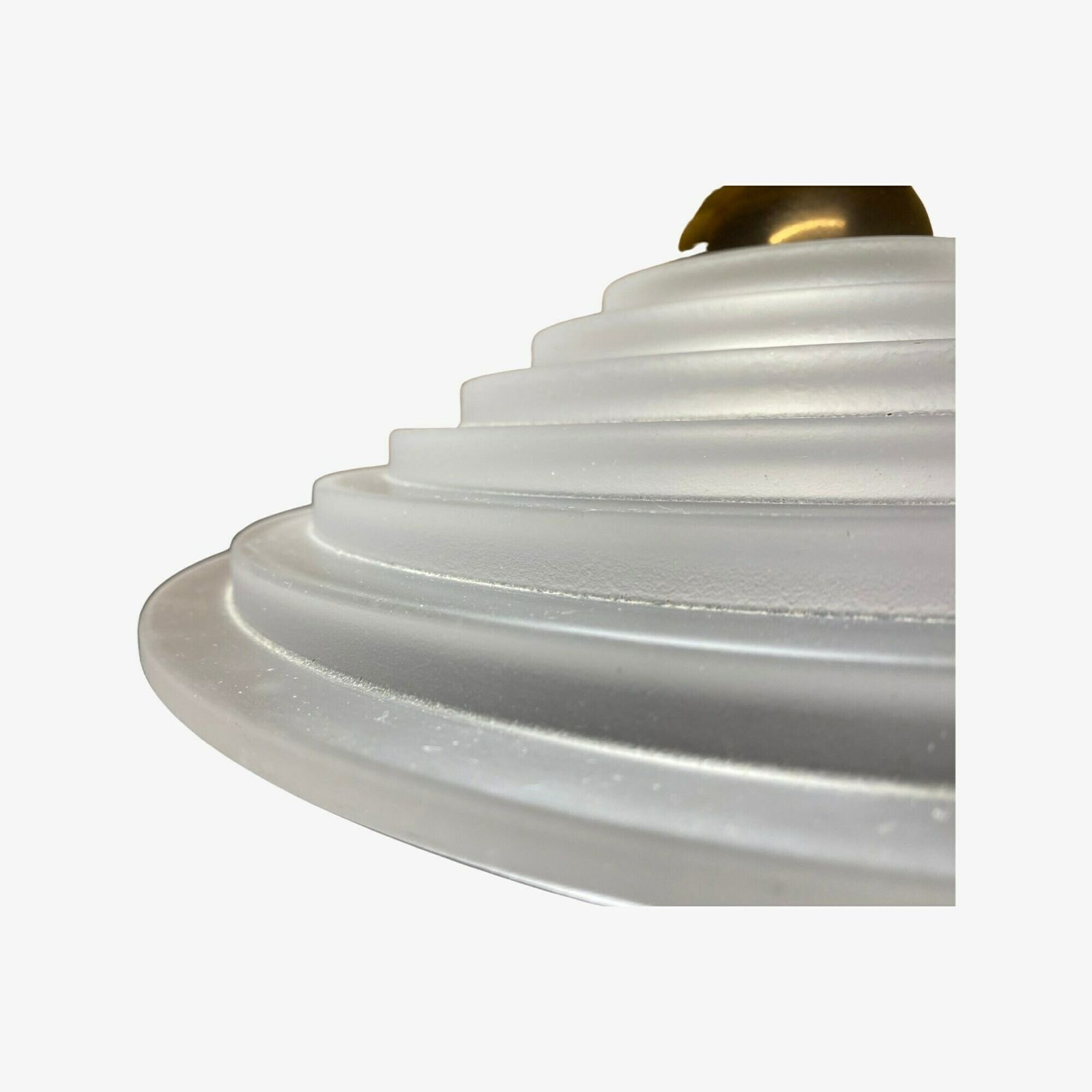 French Ribbed Glass Pendant Light | Mid Century Modern Lighting From France | Vintage Pendant Lighting With Brass Metal 1960s, 1970s photo 251.0