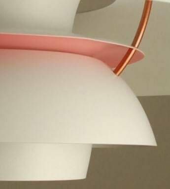 Set Of 2 Louis Poulsen Pendant Lights 1970s | Color: Off White With Pink Anti Glare Rings And Copper Spacers photo furniture