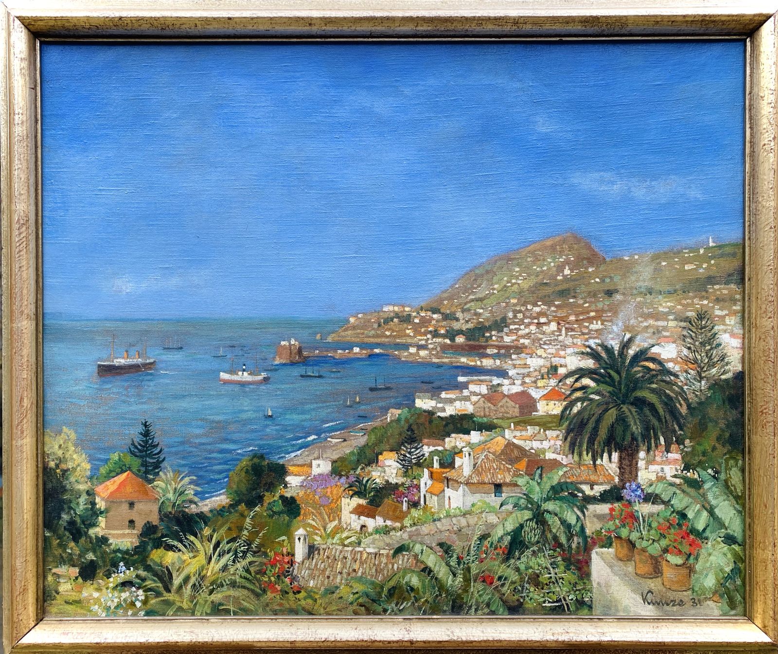 Alfred Kunze, Chemnitz 1866 – 1943, German Painter, View Of Funchal – Madeira, Oil On Canvas