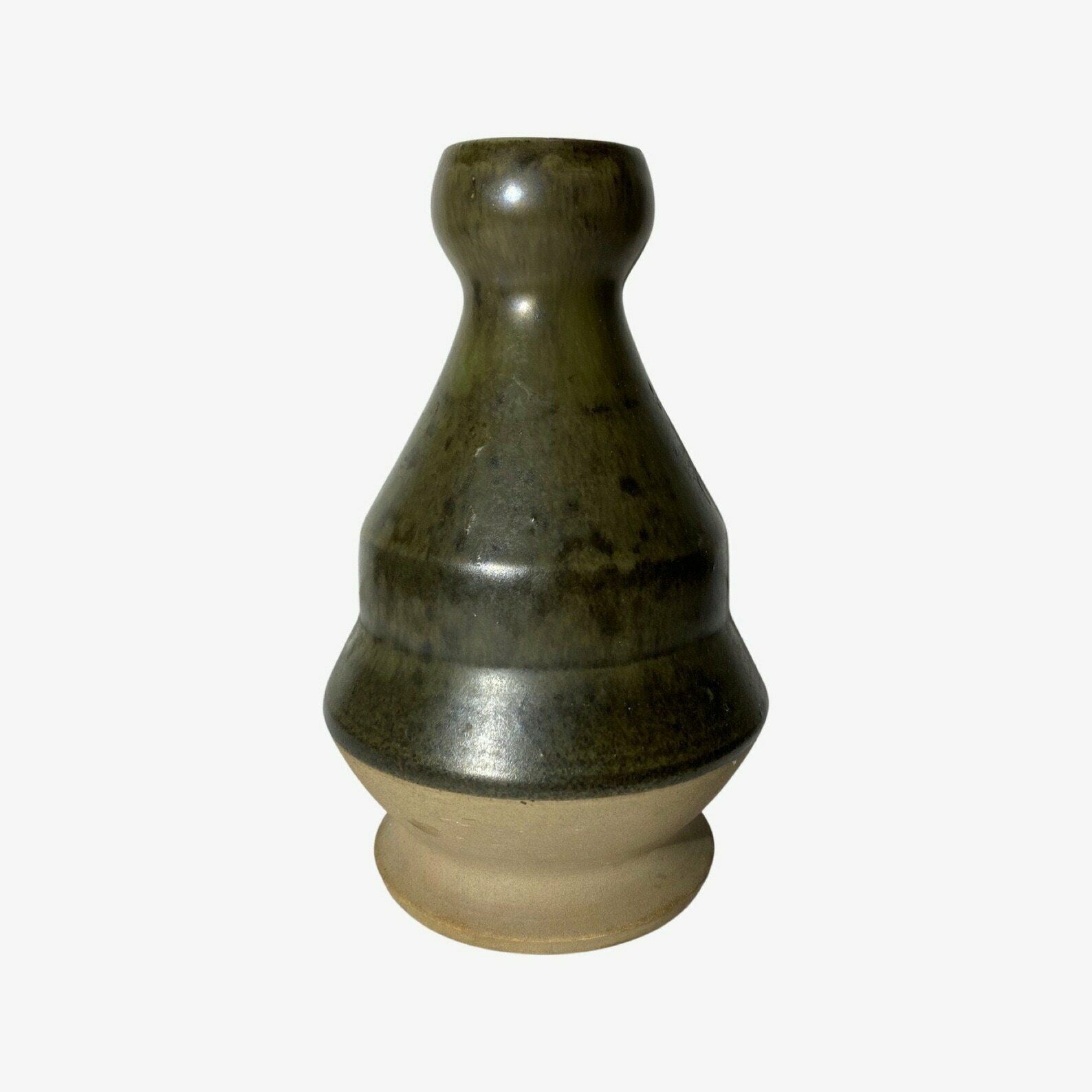 Earth Green Retro Vase   Design By F. Gluds Stentoj From Denmark | Deep Nature Green Little Ceramic Vase | Handmade Ceramic Pottery