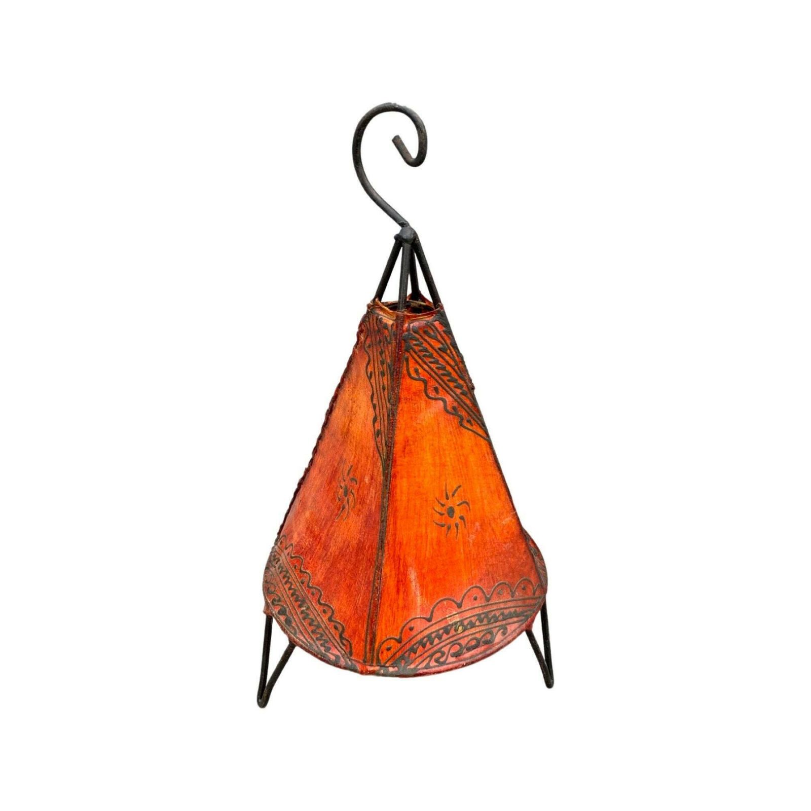 Oriental Lamp Vintage   Made From Orange Leather   Vintage Henna Floor Lamp | Hand Painted photo for sale