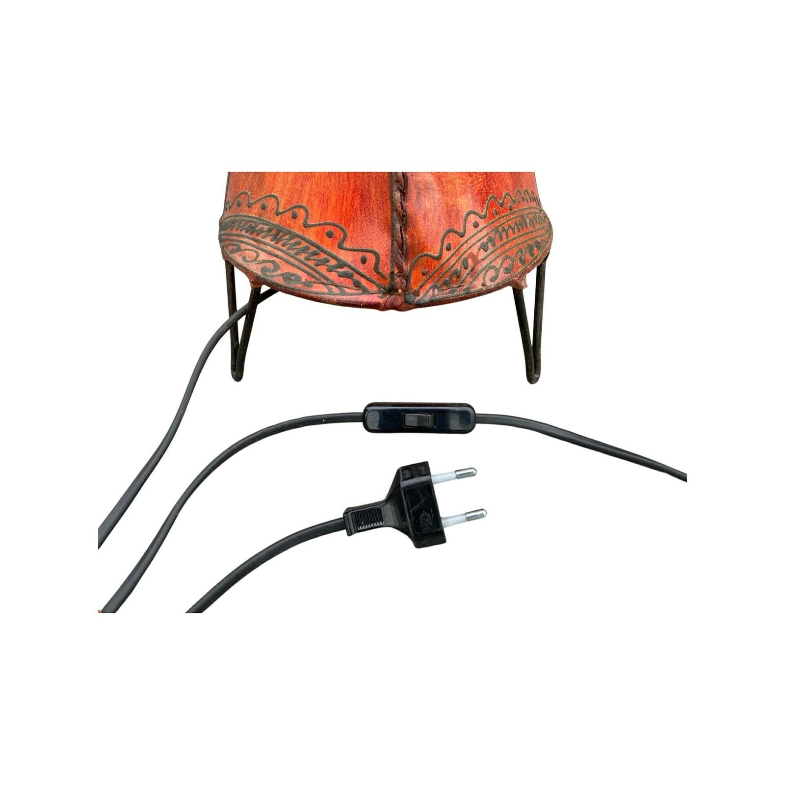 Oriental Lamp Vintage   Made From Orange Leather   Vintage Henna Floor Lamp | Hand Painted photo vinterior