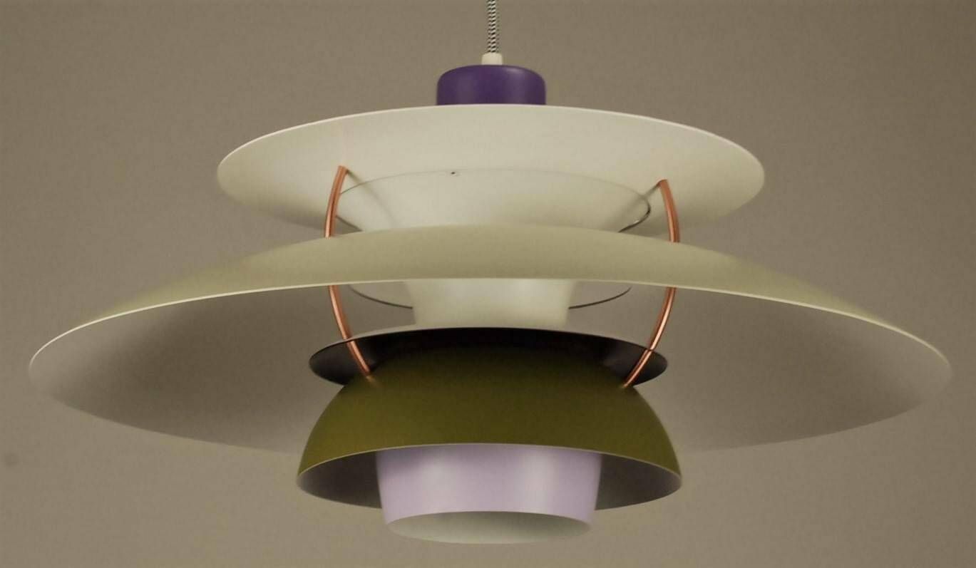 Custom Louis Poulsen Ph5 Pendant | Vintage 1970's 'Purple/White' | Design By Poul Henningsen photo 950.0