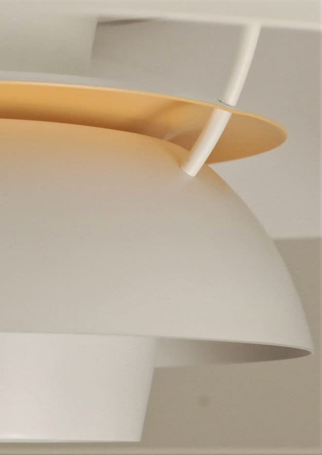 Custom Louis Poulsen Ph5 Pendant | Vintage 1970's Refurbished 'White With A Tint Of Pastel Yellow' Poul Henningsen Lamp photo furniture