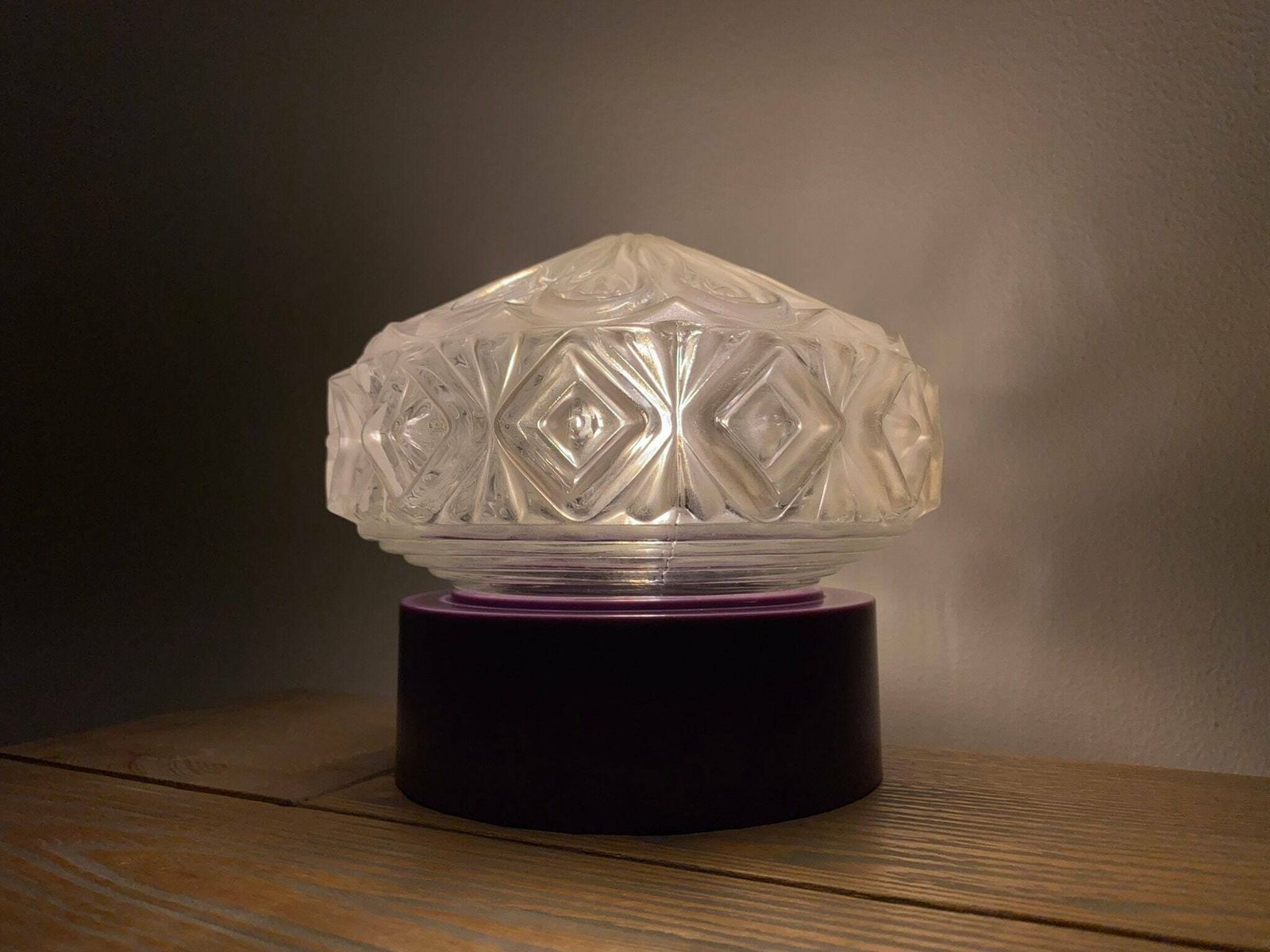 Vintage Mushroom Lamp Purple Made By Corodex In Holland | Glass Globe Wall Light / Nightlight Or Table Lamp | Dutch Mid Century Design 1960s photo furniture