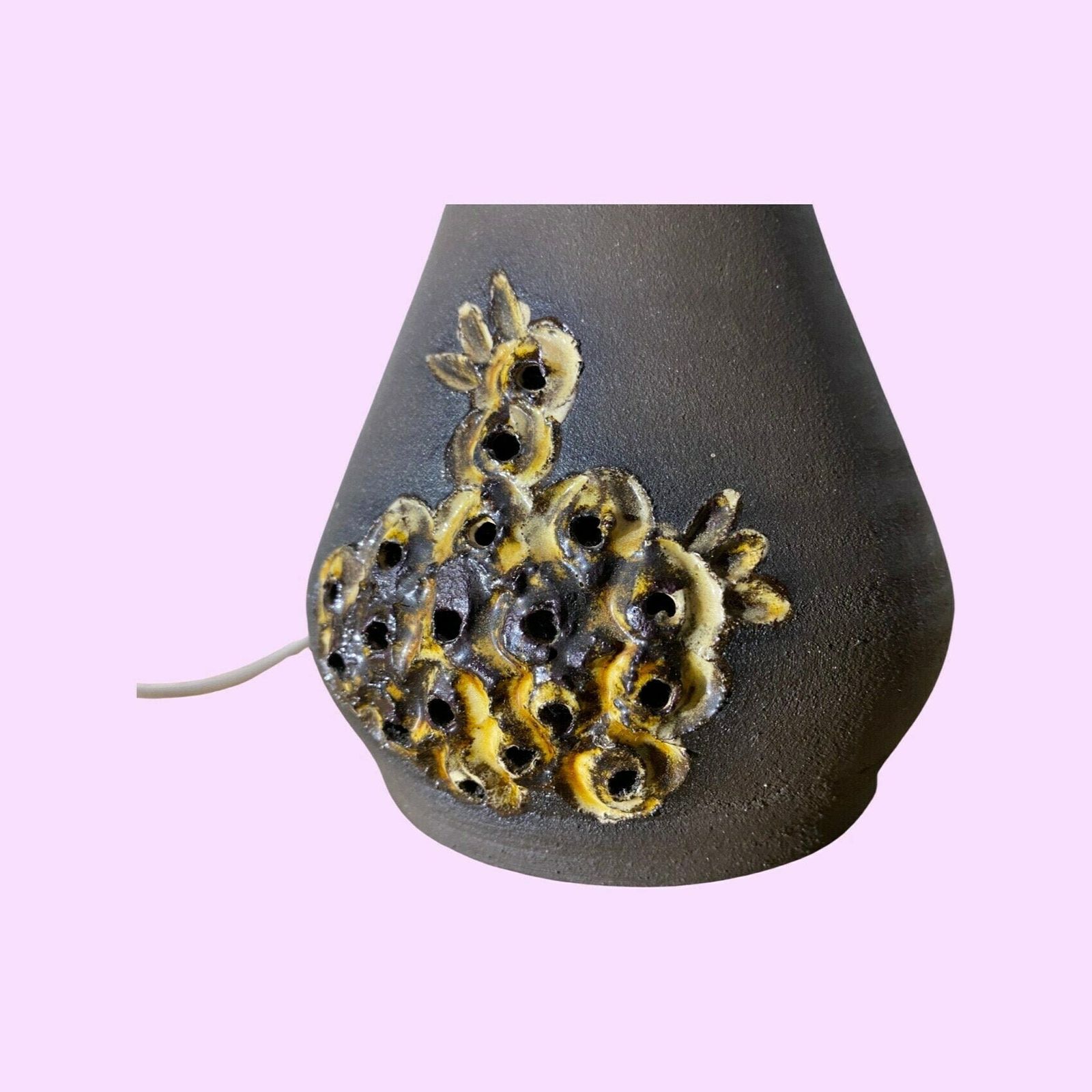 Handmade Vintage Ceramic Table Lamp   Handmade By Margot In Denmark, Mid Century Ceramic Pottery Desk Lamp   Scandinavian Ceramic Lighting photo Lighting