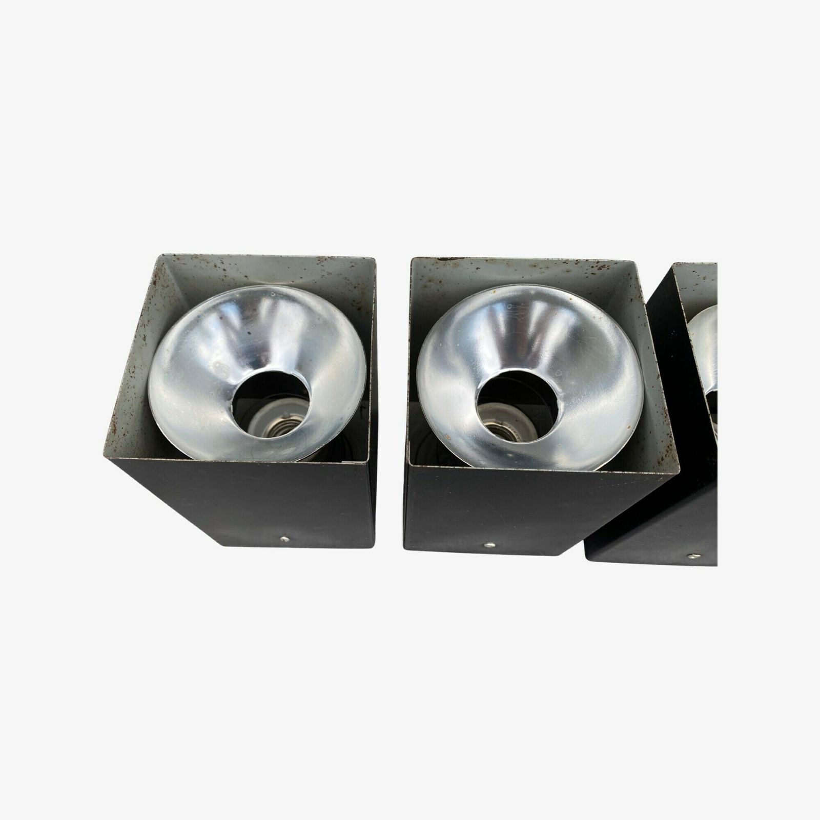 Raak Amsterdam Cube Spotlights | 3 + 1 Free Vintage Design Spots By Raak Amsterdam, Made In Holland | 4 Black Metal Mid Century Modern Spots photo Lighting