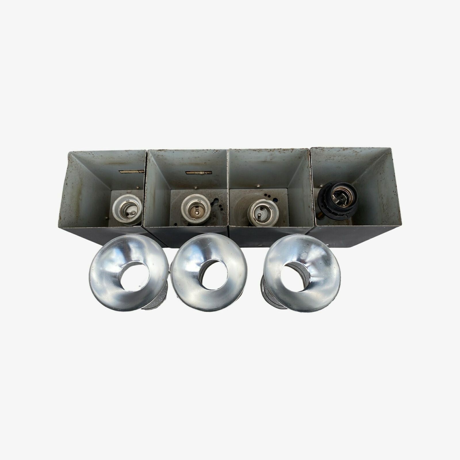 photo furniture Raak Amsterdam Cube Spotlights | 3 + 1 Free Vintage Design Spots By Raak Amsterdam, Made In Holland | 4 Black Metal Mid Century Modern Spots