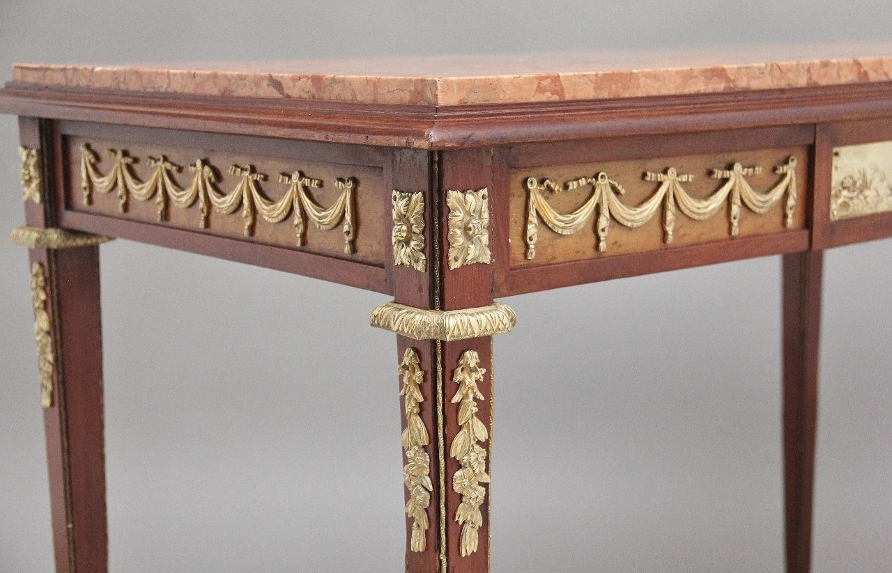 photo vintage 19th Century French Mahogany And Marble Top Centre Table