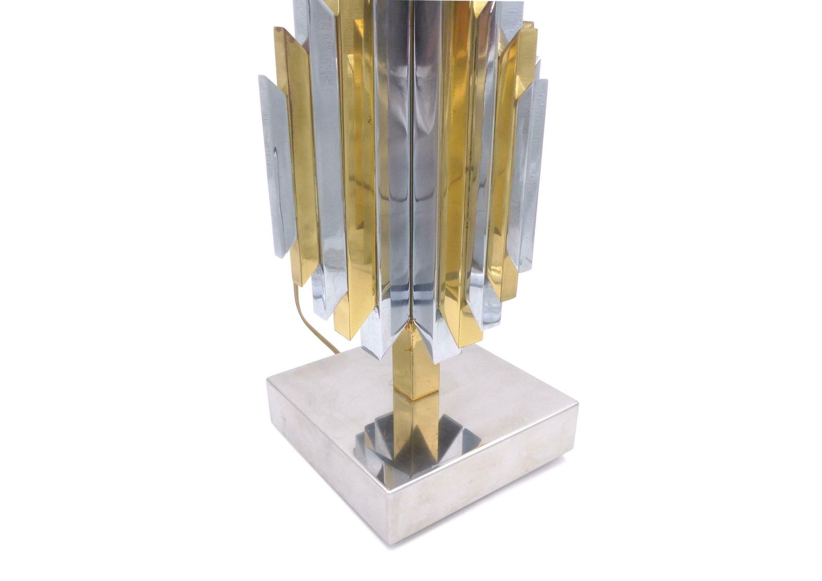 Cactus Sculpture Lamp Base Brass And Chrome Lem Atelier La Boetie 1974 photo 1625.0