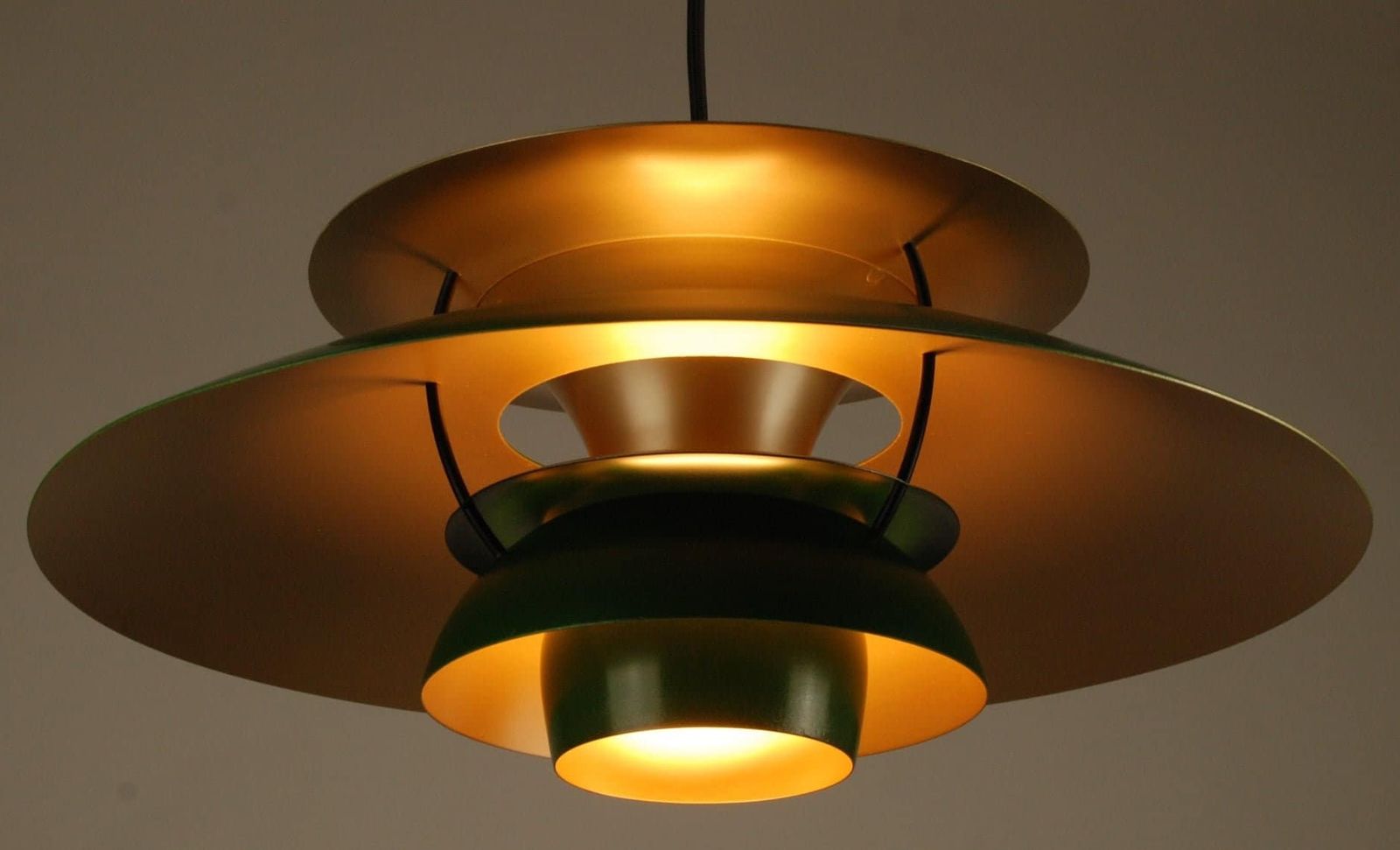 Louis Poulsen Lamp   Restored Green/Gold Professional Painted photo for sale