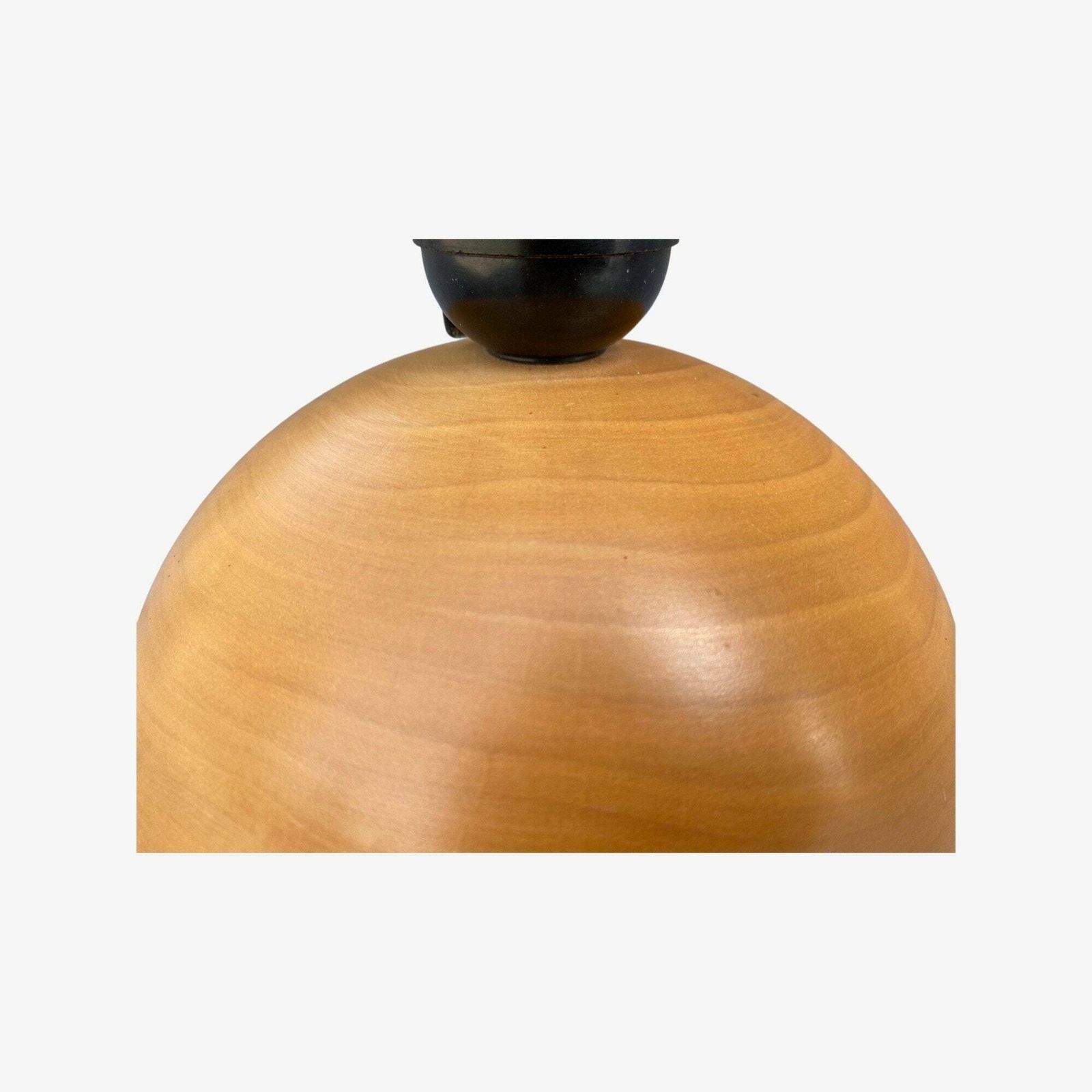Dutch Original   Mid Century Oak Wood Ball Light | Vintage Table Light, Retro Night Light, Vintage Lamp | Hema Design Ball/Mushroom Shape photo vinterior