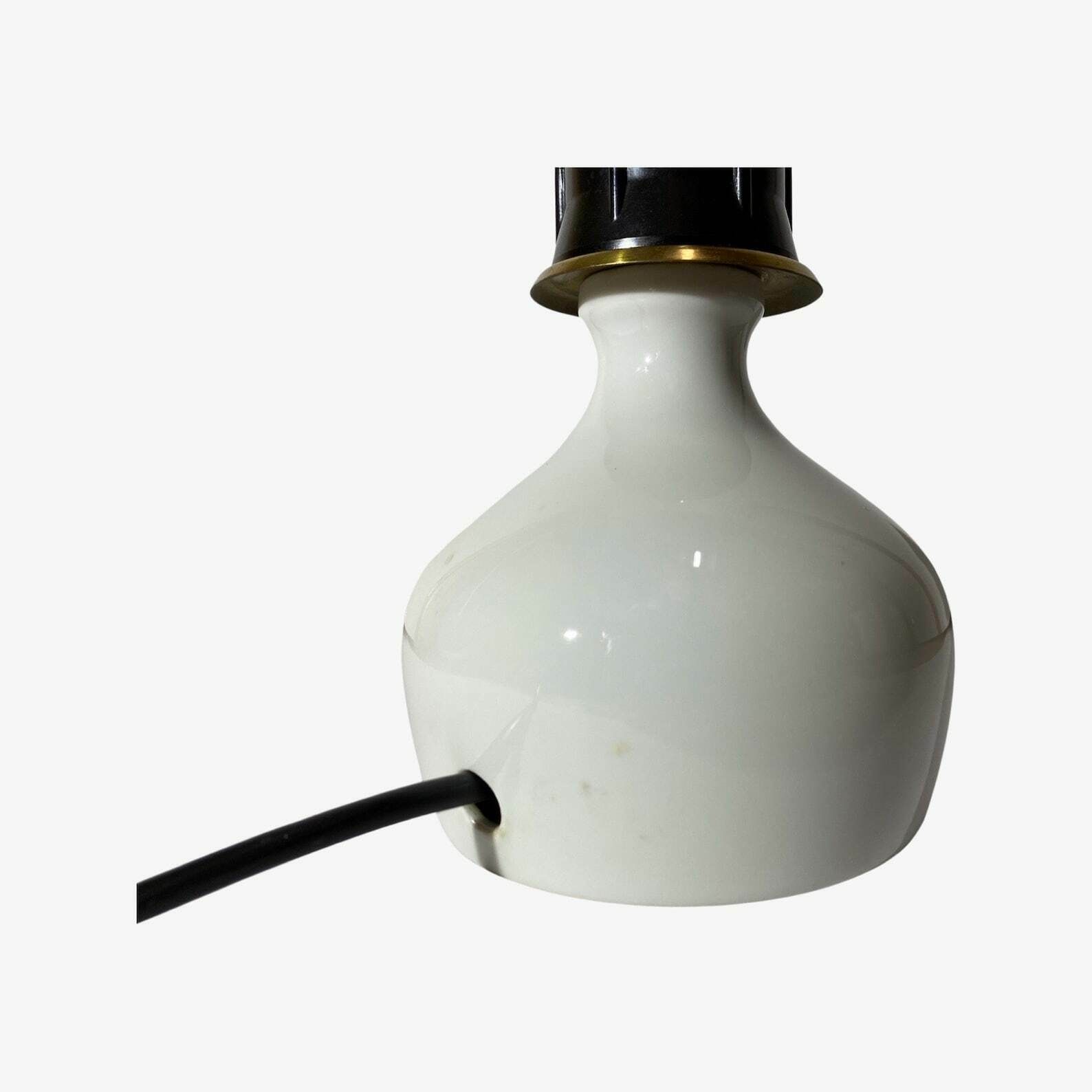 60s Handmade Ceramic Lamp From Denmark | White Ceramic Vintage Pottery   Mid Century Modern Lighting   Vintage Table Light   Retro Desk Lamp photo for sale
