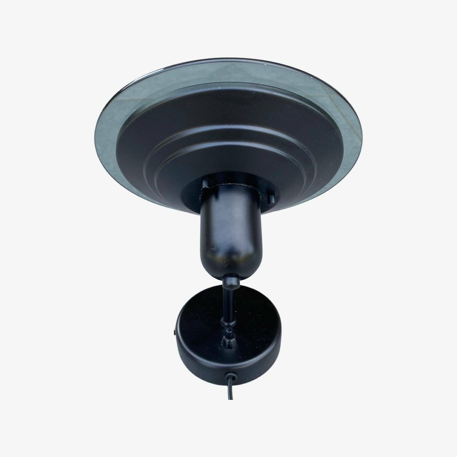 Rare Vintage Ufo Lamp   Made Of Black Metal And Glass In The 1970s | Dutch Designer Table Lamp, Night Light, Wall Lamp | Mid Century Modern photo Lighting