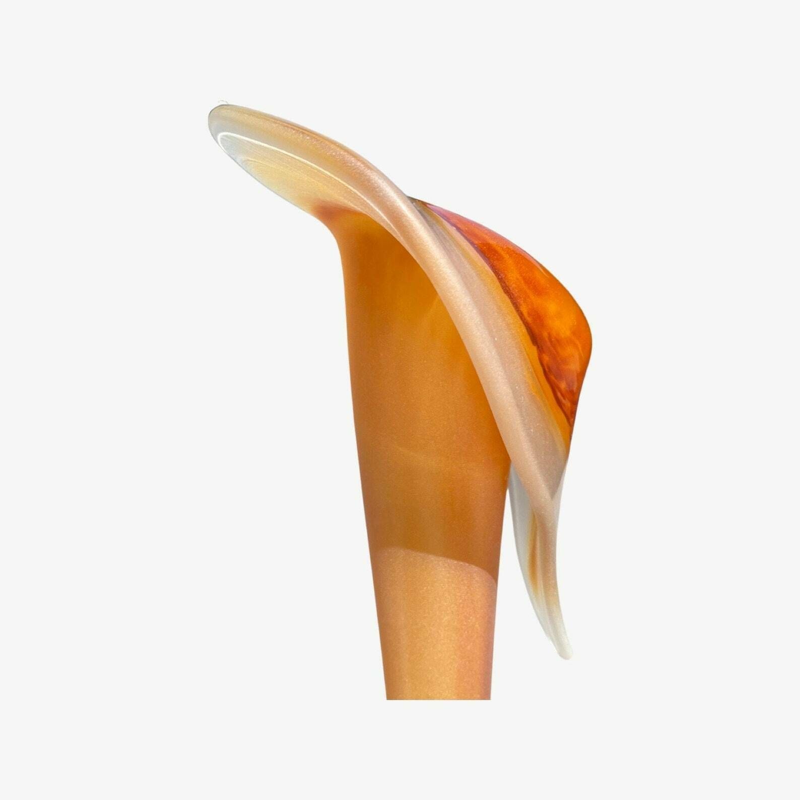 Rare Old Hand Blown Glass Sculptures | Set Of 2 Orange Handblown Home Decor Vases | Matte Outside / Shiny Inside photo vintage