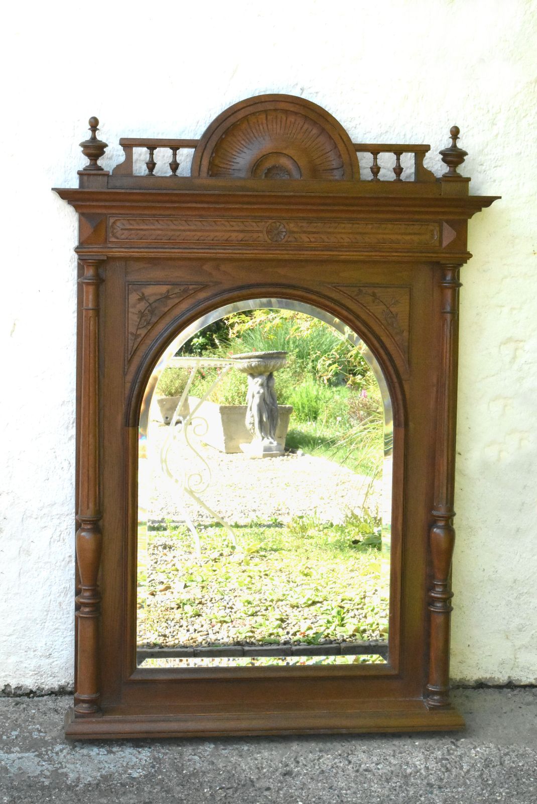 Large French Oak Overmantel Mirror Henri II photo furniture