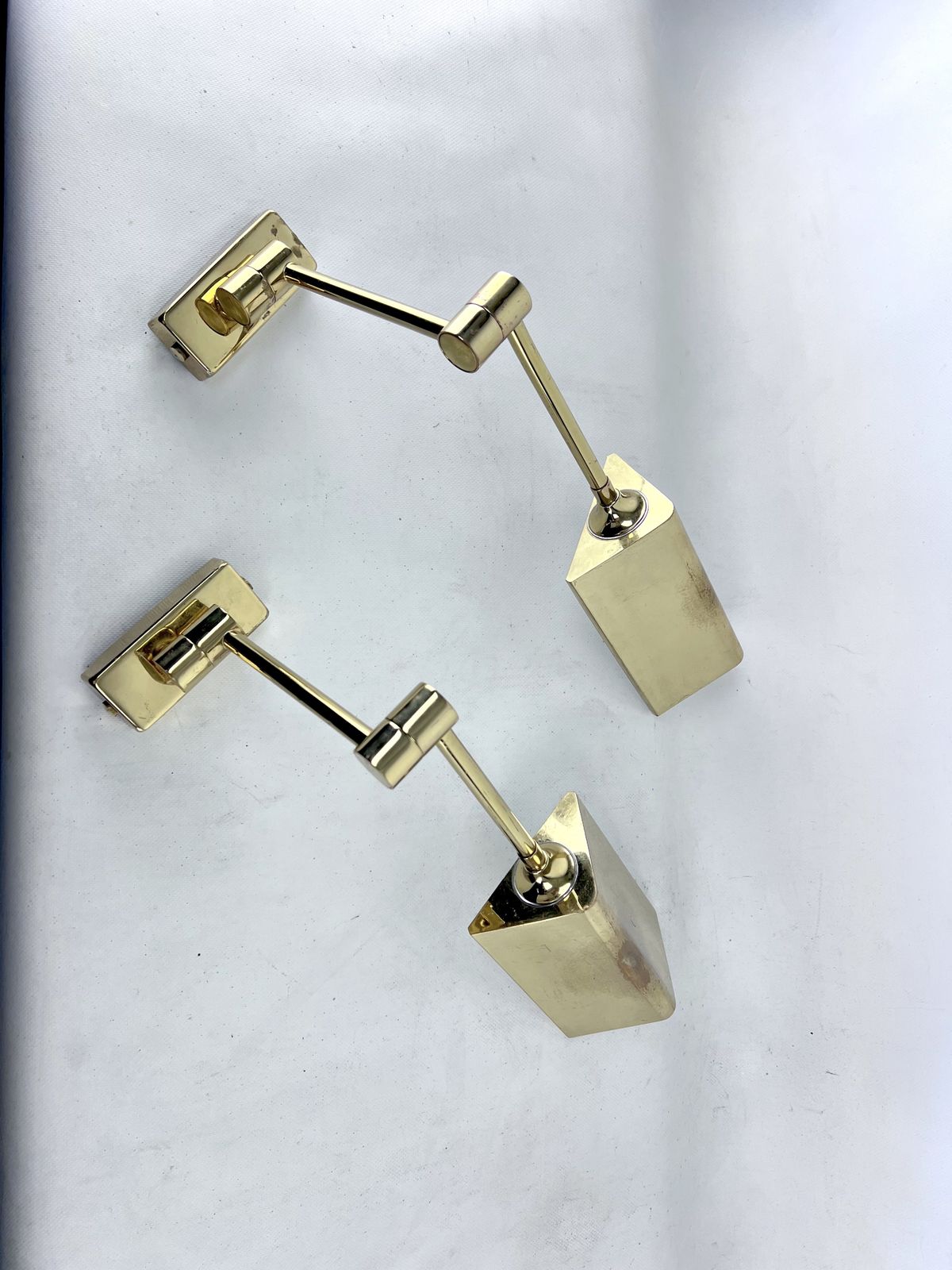 Postmodern Pair Of Articulated Brass Wall Lamps By Baulmann Leuchten. Germany 1980s photo furniture