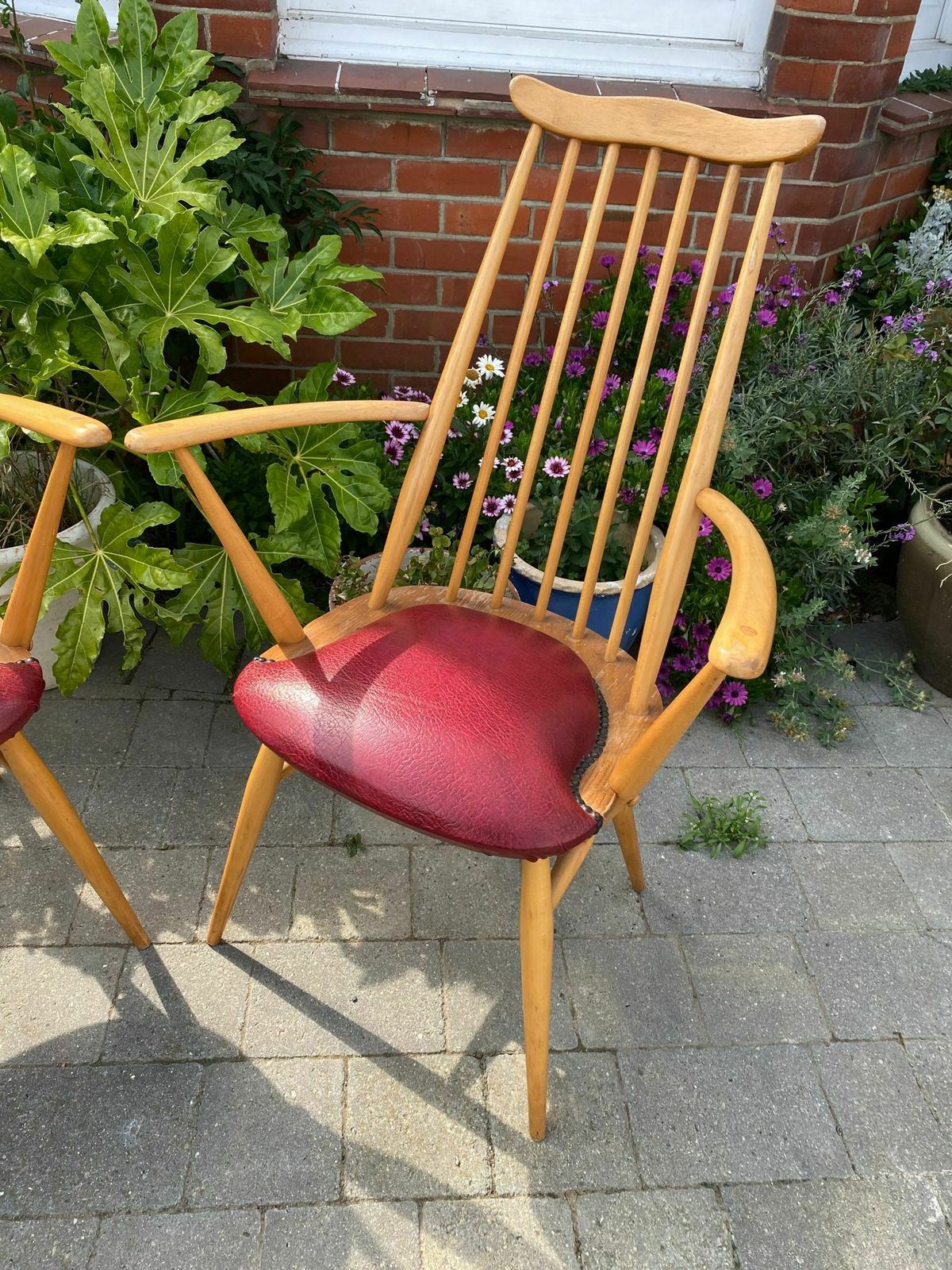 Vintage Moustache Chairs By L. Ercolani For Ercol, 1960, Pair Of Two Blue Label, Studded Cushion Based. photo furniture