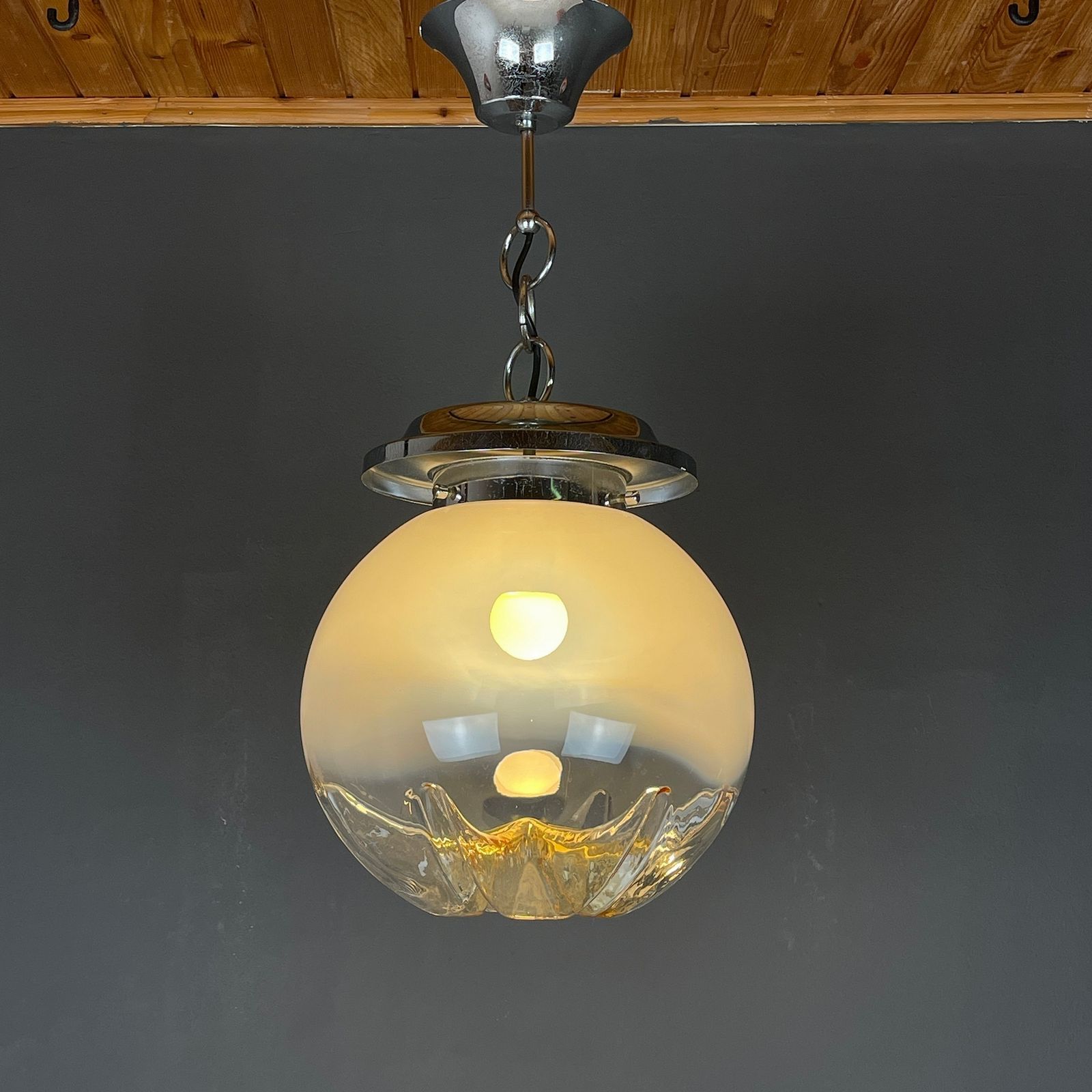Large Murano Glass Pendant Lamp By Mazzega Italy 1960s photo vinterior