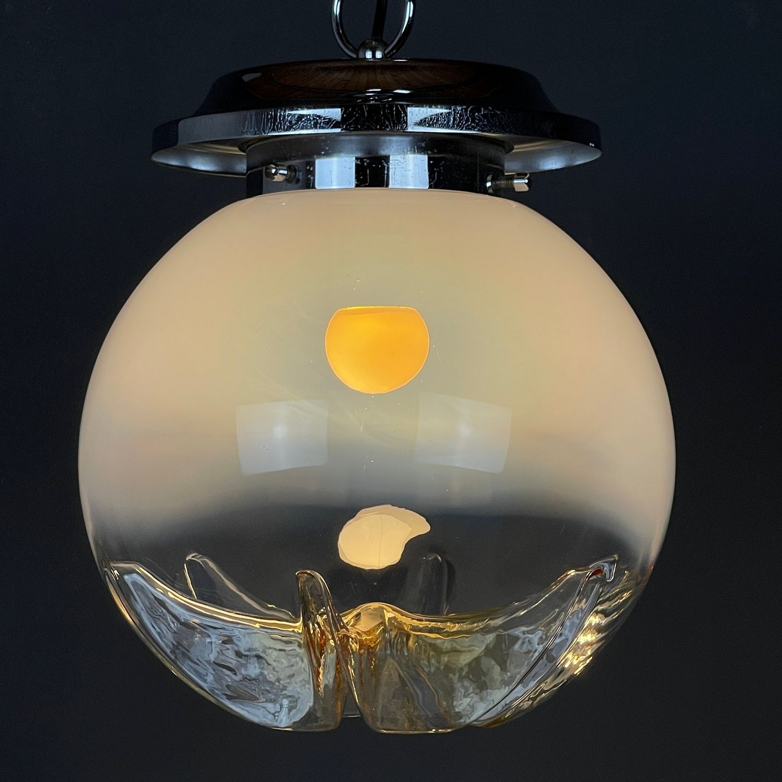 Lighting Large Murano Glass Pendant Lamp By Mazzega Italy 1960s photo