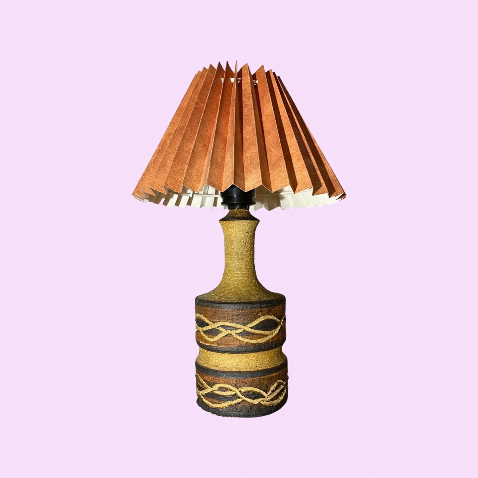 Handmade Vintage Axella Lamp | Danish Design Handmade In The 1960 By Axella | Vintage Ceramic Pottery Handmade Stoneware Scandinavian Light photo furniture