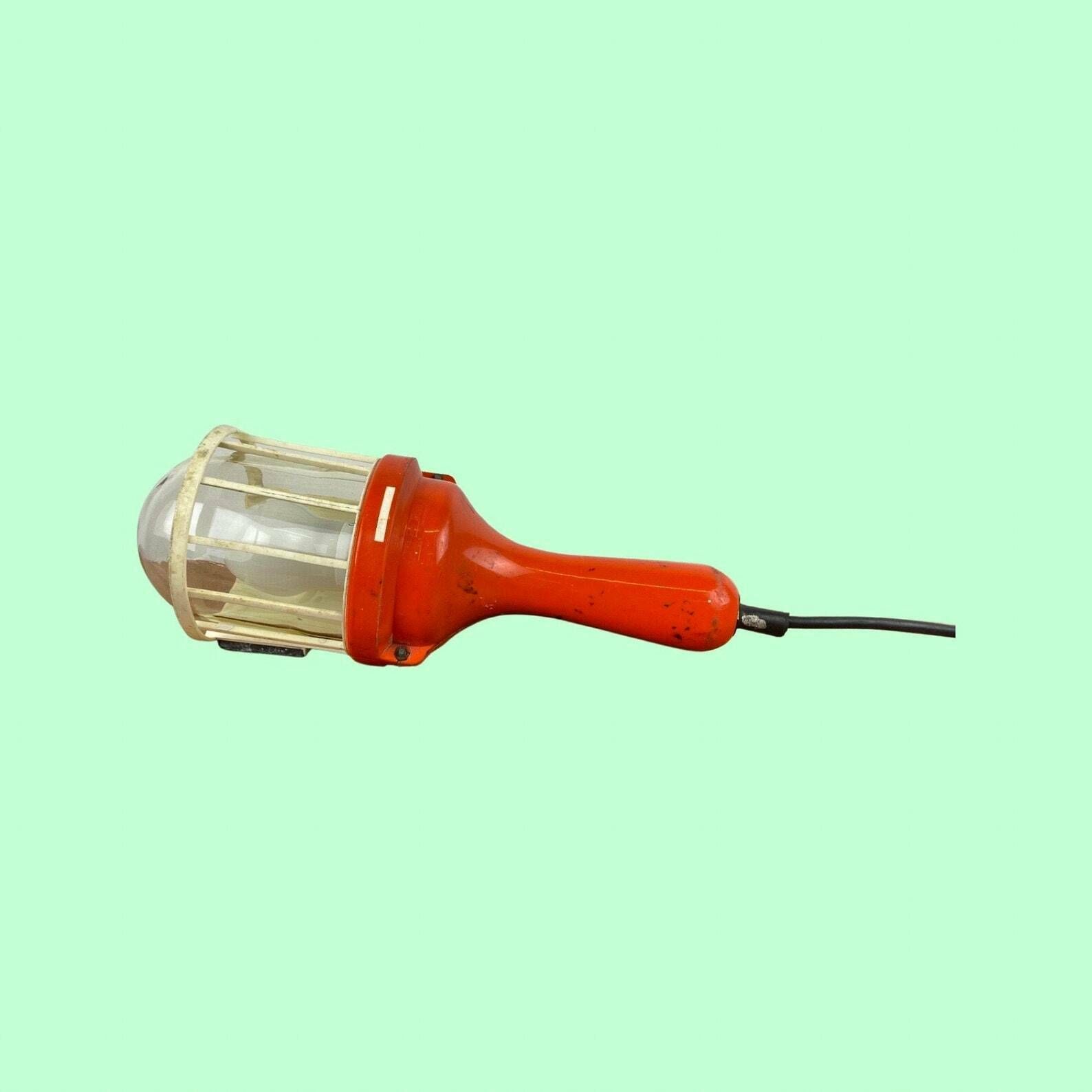 Portable Retro Lamp Frandsen Denmark | Danish Design From The Mid Century | Retro Orange Running Light In Good Condition | With Glass Shade photo Lighting