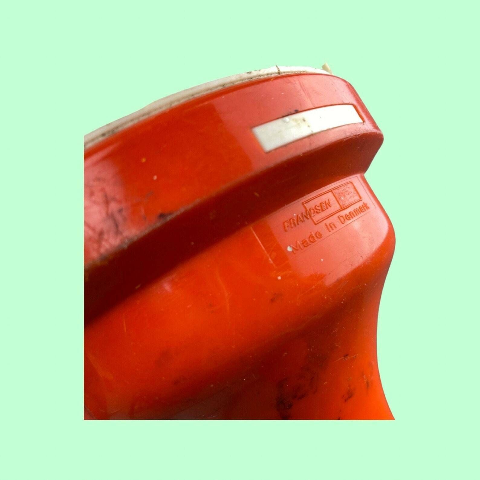 Portable Retro Lamp Frandsen Denmark | Danish Design From The Mid Century | Retro Orange Running Light In Good Condition | With Glass Shade photo buy