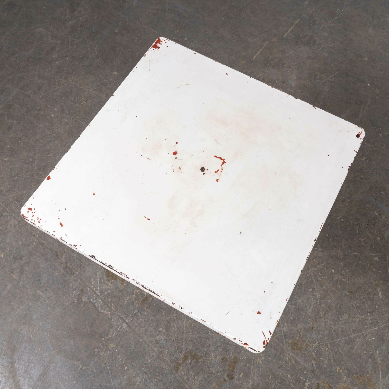 1960’s Original French Tolix Square Outdoor Dining Table – White Square (Model 1153). photo Garden Furniture