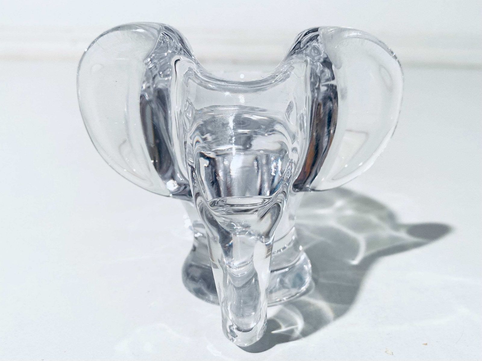 Vintage Art Vannes Crystal Glass Elephant Ashtray / Mid Century France photo for sale