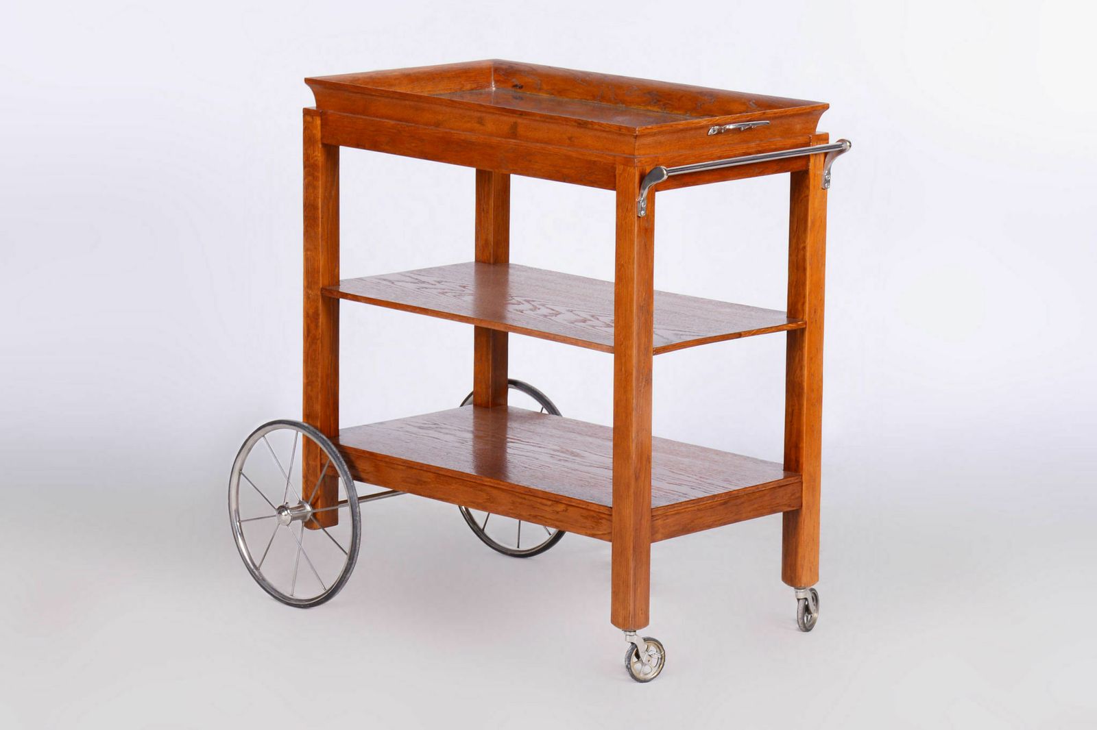 Restored Artdeco Walnut Trolley, Revived Polish, France, 1920s