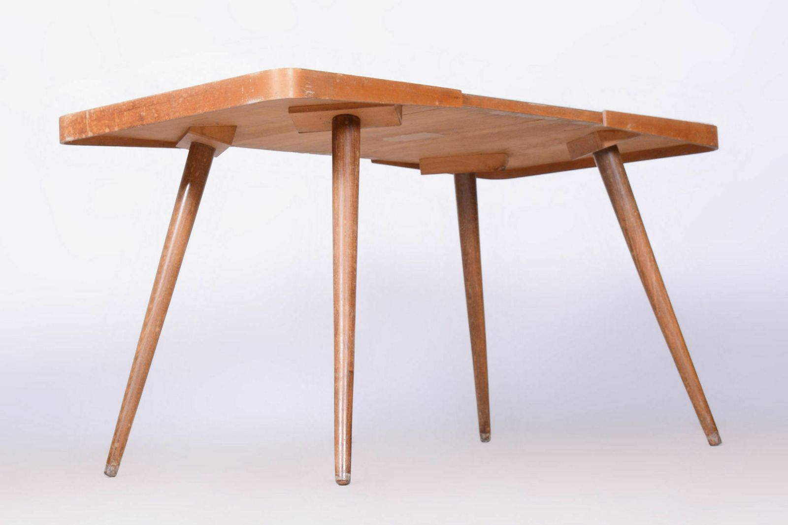 Original Beech Coffee Table, Interier Praha, Opaxit Glass, Czechia, 1960s photo Furniture