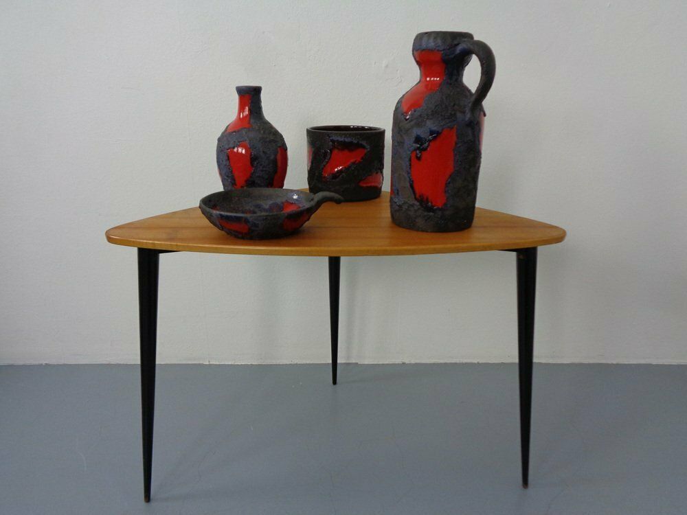 Lava Ceramic Marei Vases, Bowl & Planter, 1970s, Set Of 4 photo for sale