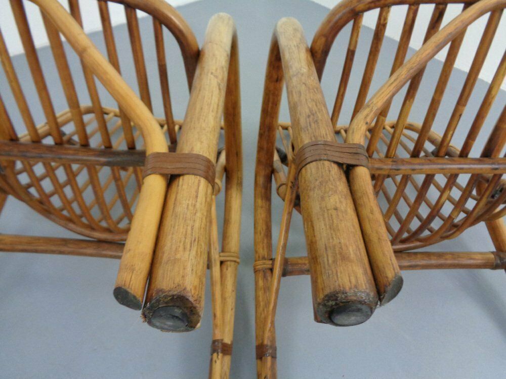 photo vinterior Italian Bamboo Armchairs, 1970s, Set Of 2
